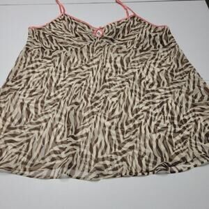Cacique Sexy Lingerie Womens 26/28 Pink Brown Sheer‎ Comfort Stretch Adjustable